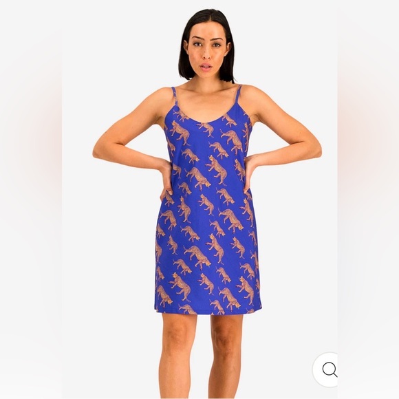 Woodstock Other - Woodstock Laundry Blue Cheetah Print Chemise Nighty Slip Dress Size M NWT